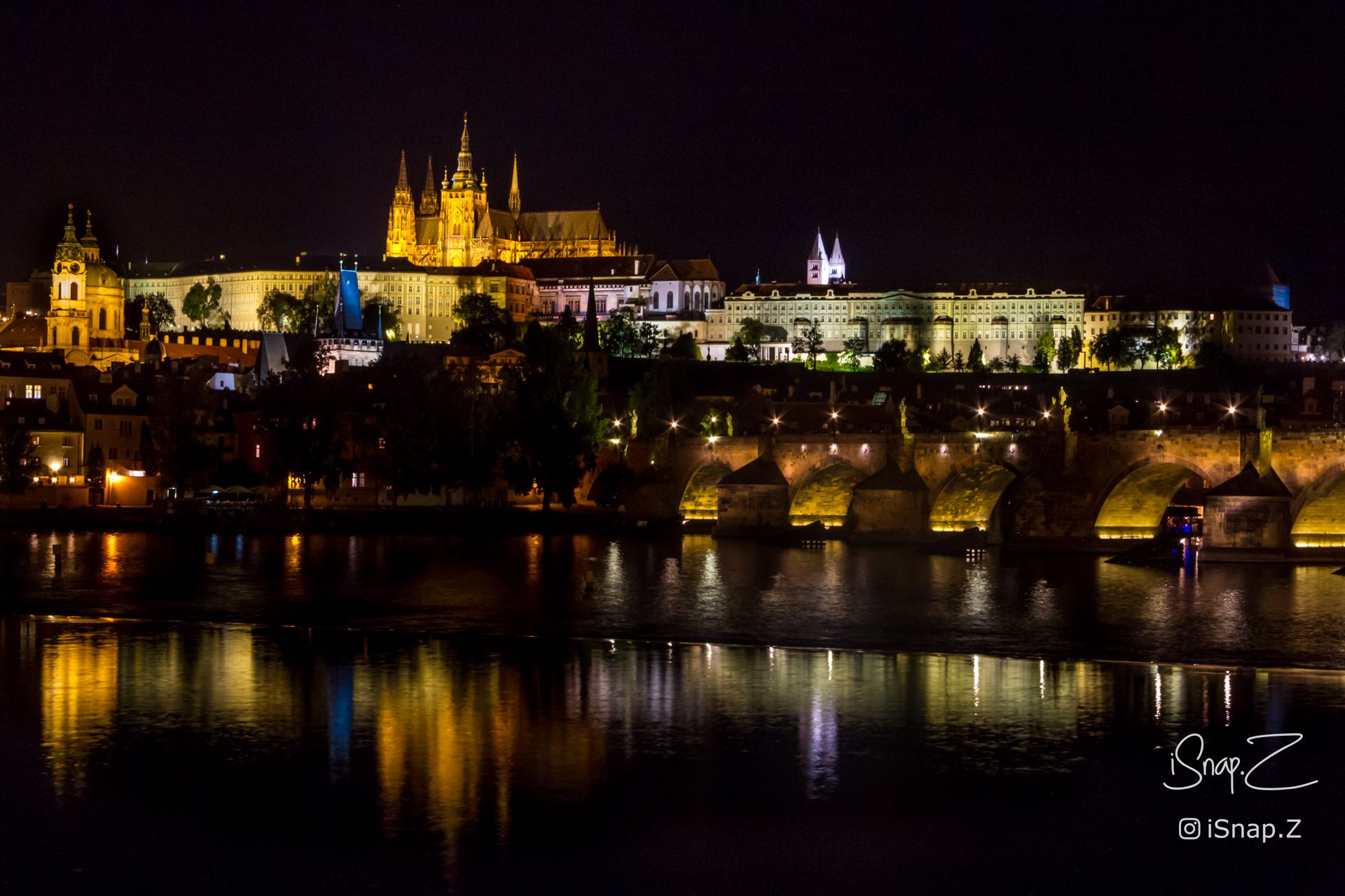 Charles Bridge, Prague Castle at Night