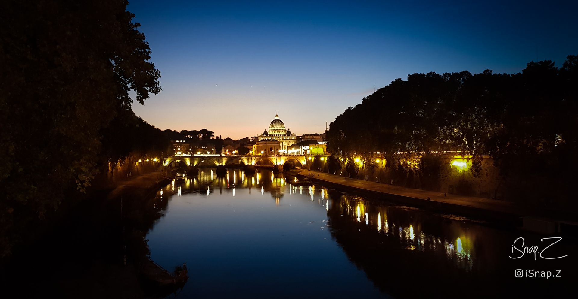 St. Peter Basilica from River at Night