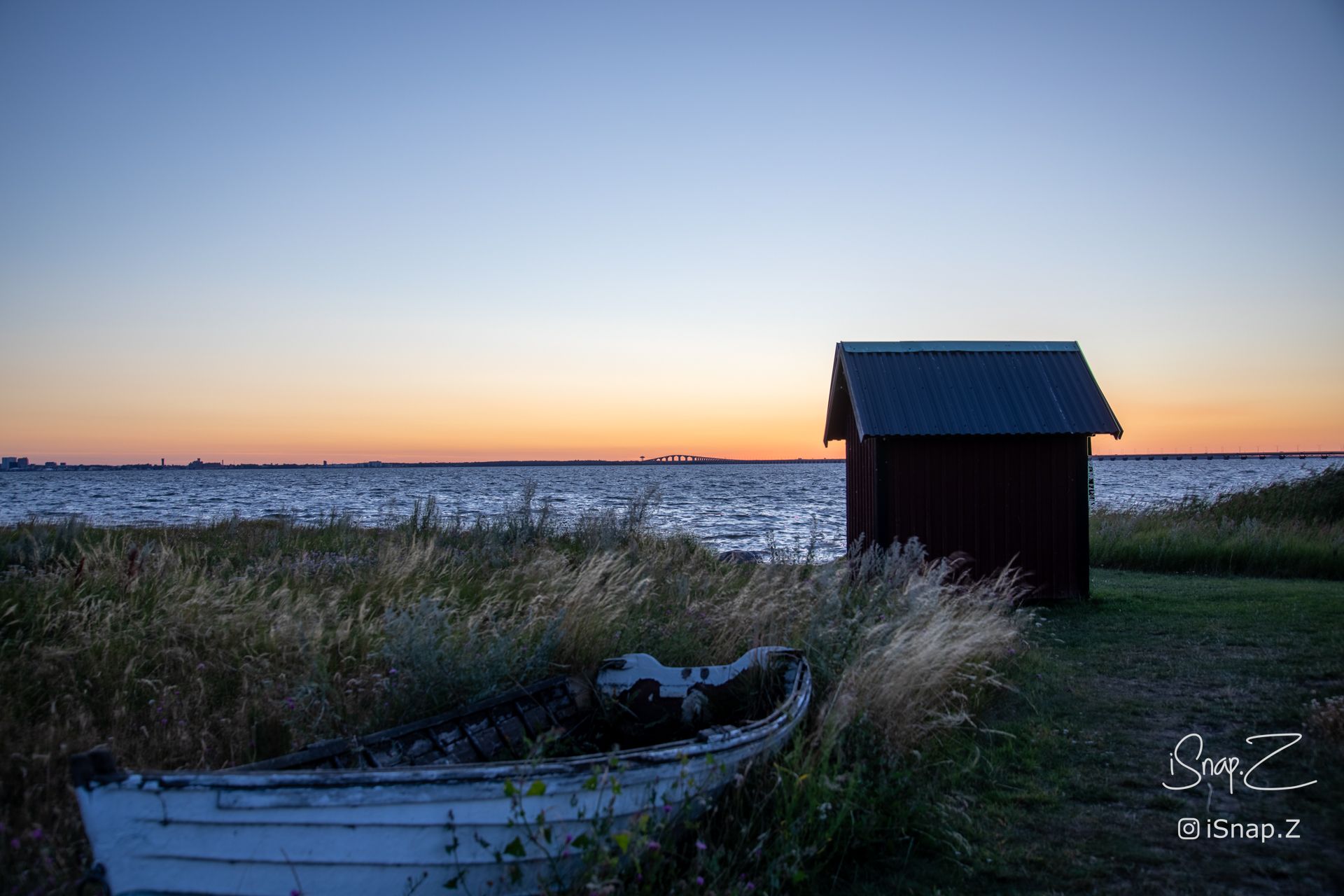 Sunset and boat view in Kalmar, Sweden