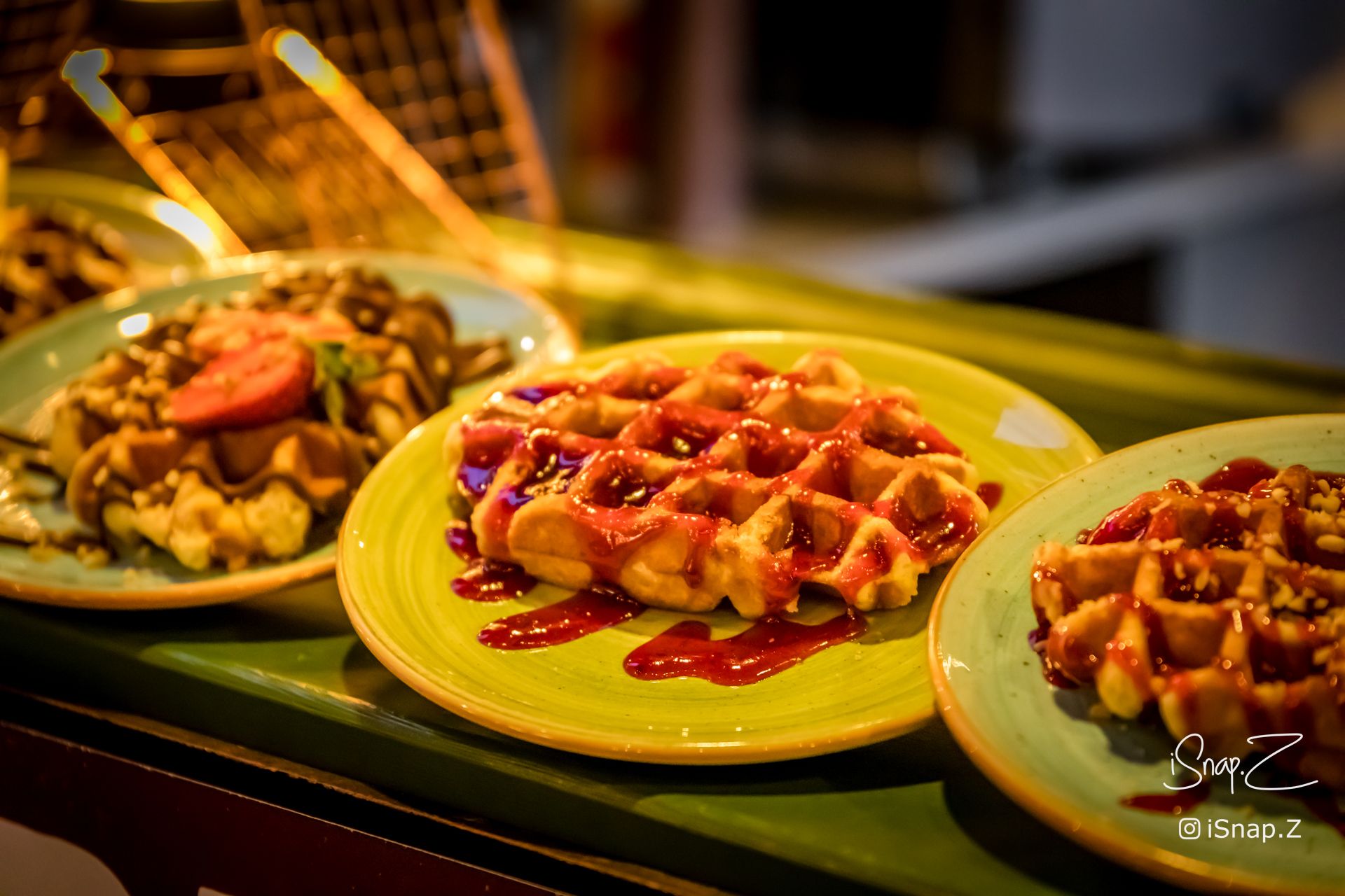 Waffle with Strawberry Syrup